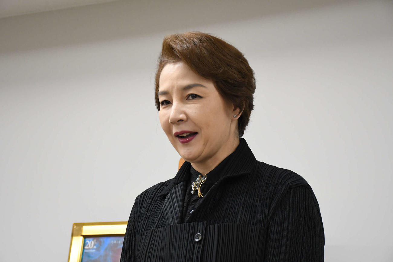 「エリザベート　TAKARAZUKA30thスペシャル・ガラ・コンサート」の取材会に出席した麻路さき（撮影・阪口孝志）