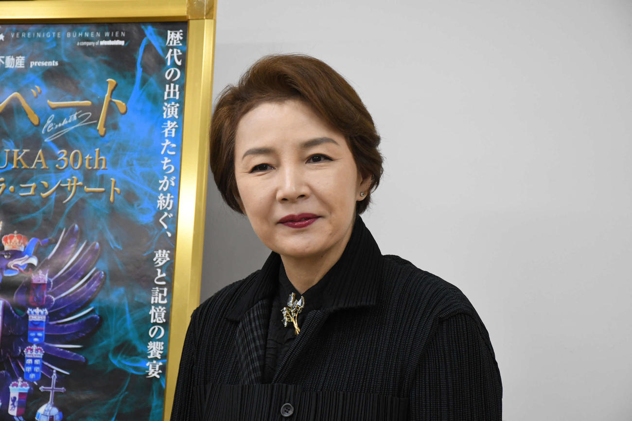 「エリザベート　TAKARAZUKA30thスペシャル・ガラ・コンサート」の取材会に出席した麻路さき（撮影・阪口孝志）