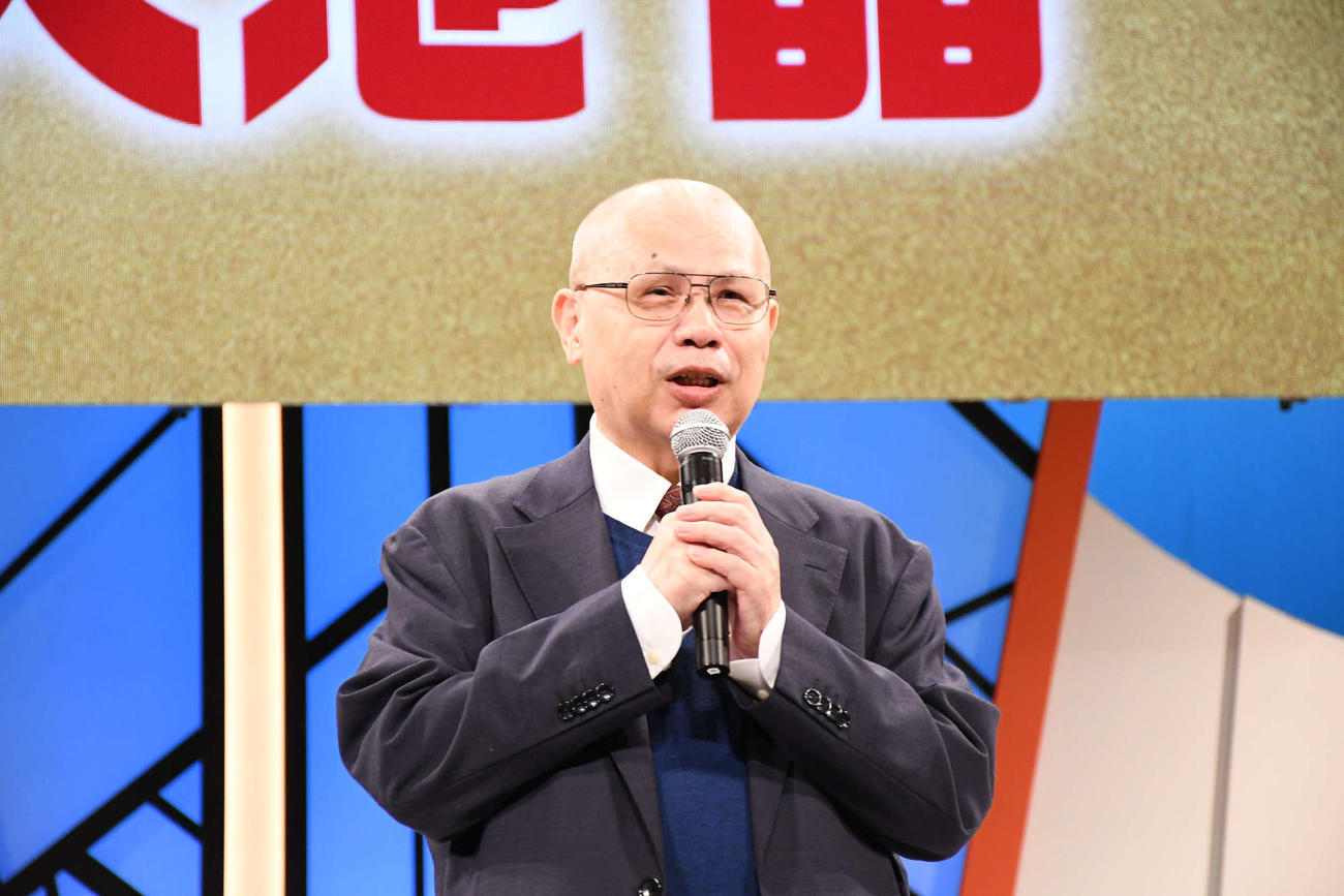 よしもと漫才劇場11周年イベントに登場した上方漫才協会文芸部部長の大池晶氏（撮影・阪口孝志）