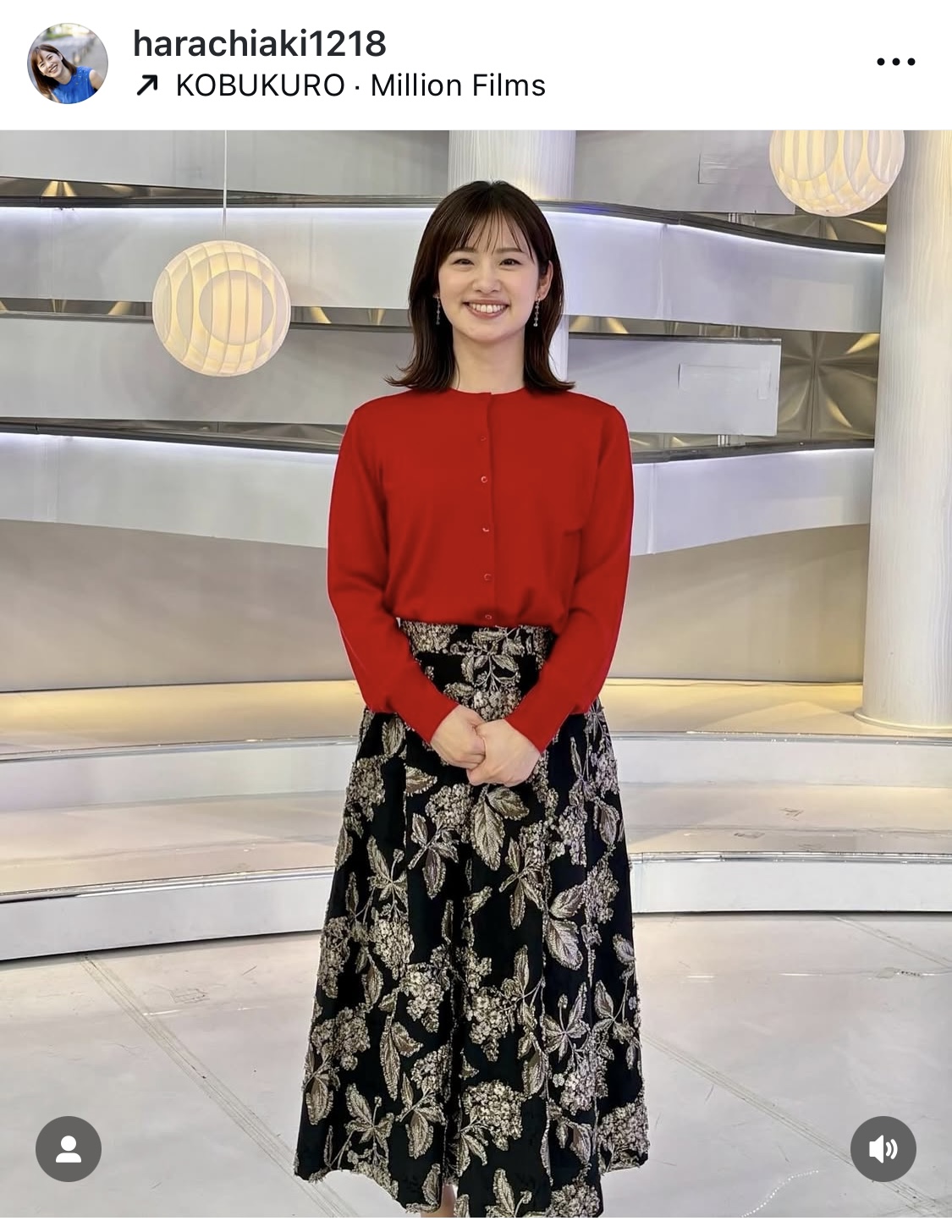原千晶アナウンサーのインスタグラムから