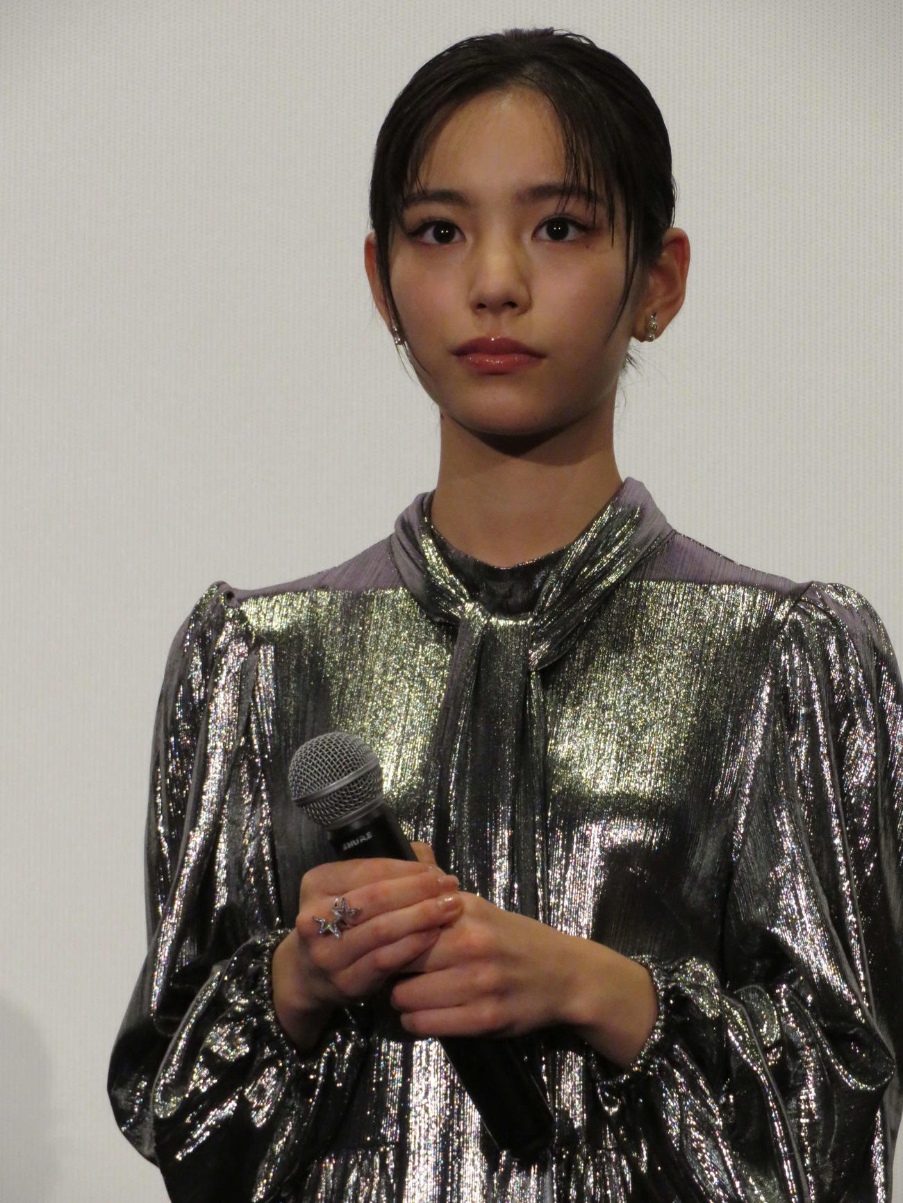 映画「終点のあの子」ジャパンプレミアに登壇した當真あみ（撮影・村上幸将）