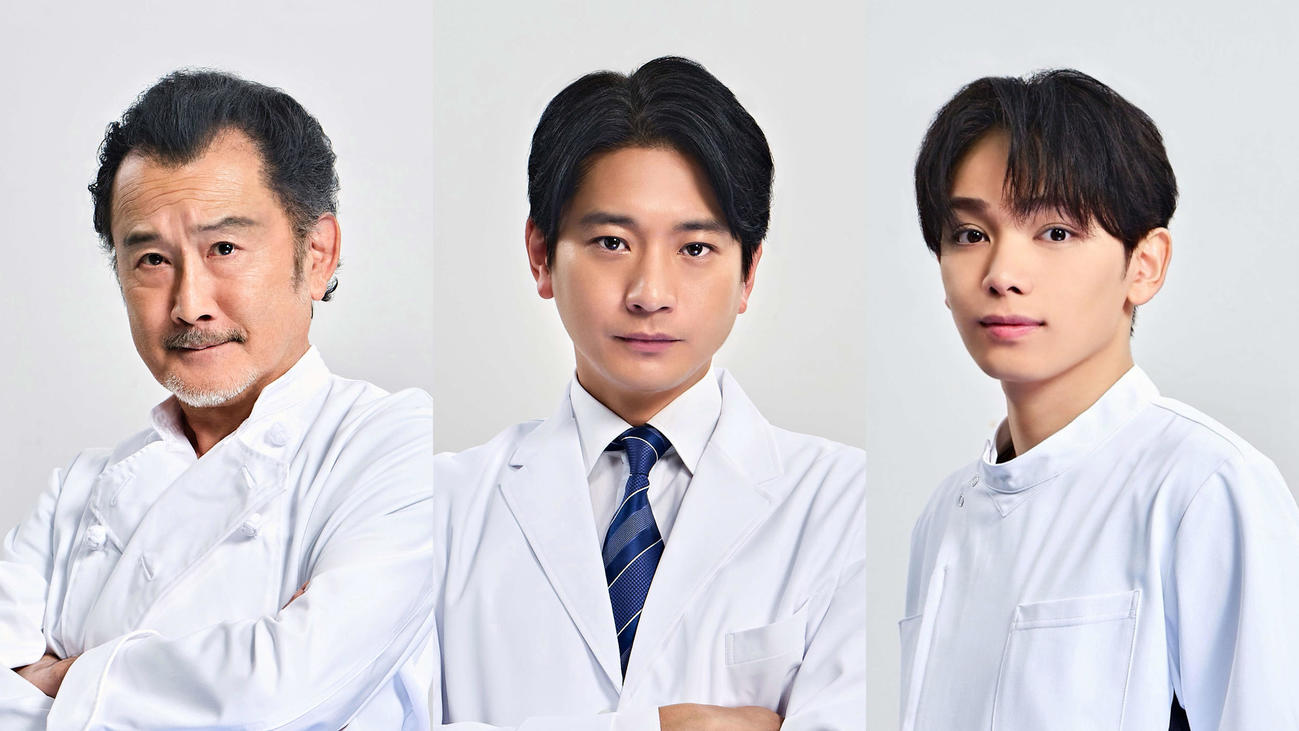 「ヤンドク！」に出演する、左から吉田鋼太郎、向井理、宮世琉弥（（C）フジテレビ）