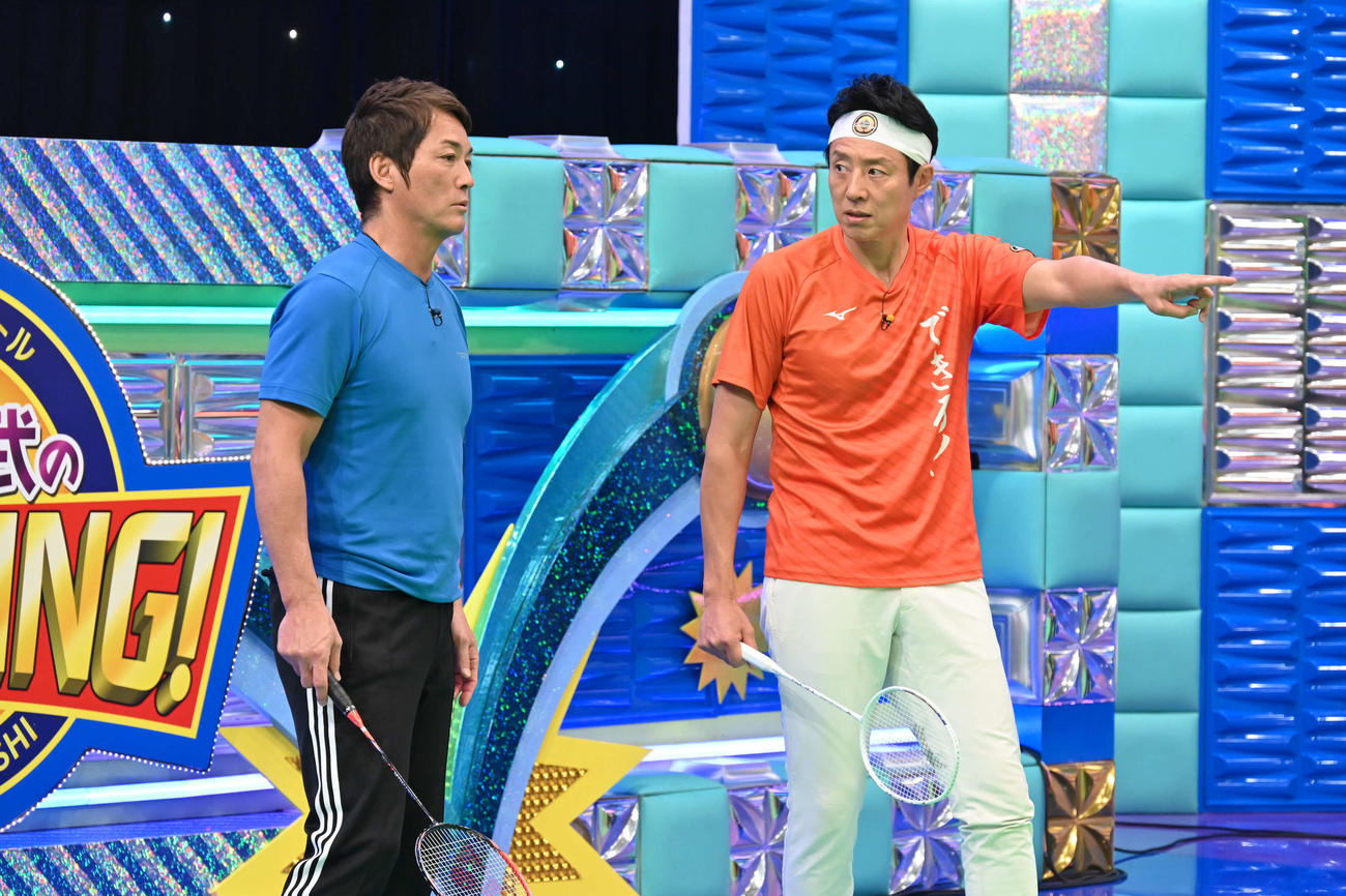 テレビ朝日系「木梨憲武のスポーツKING！」に出演する、長嶋一茂（左）、松岡修造
