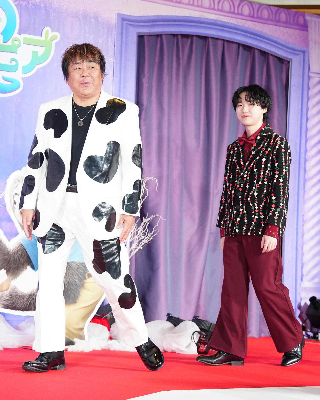 映画「ズートピア2」前夜祭イベントに臨む石塚英彦（左）と石橋陽彩（撮影・江口和貴）