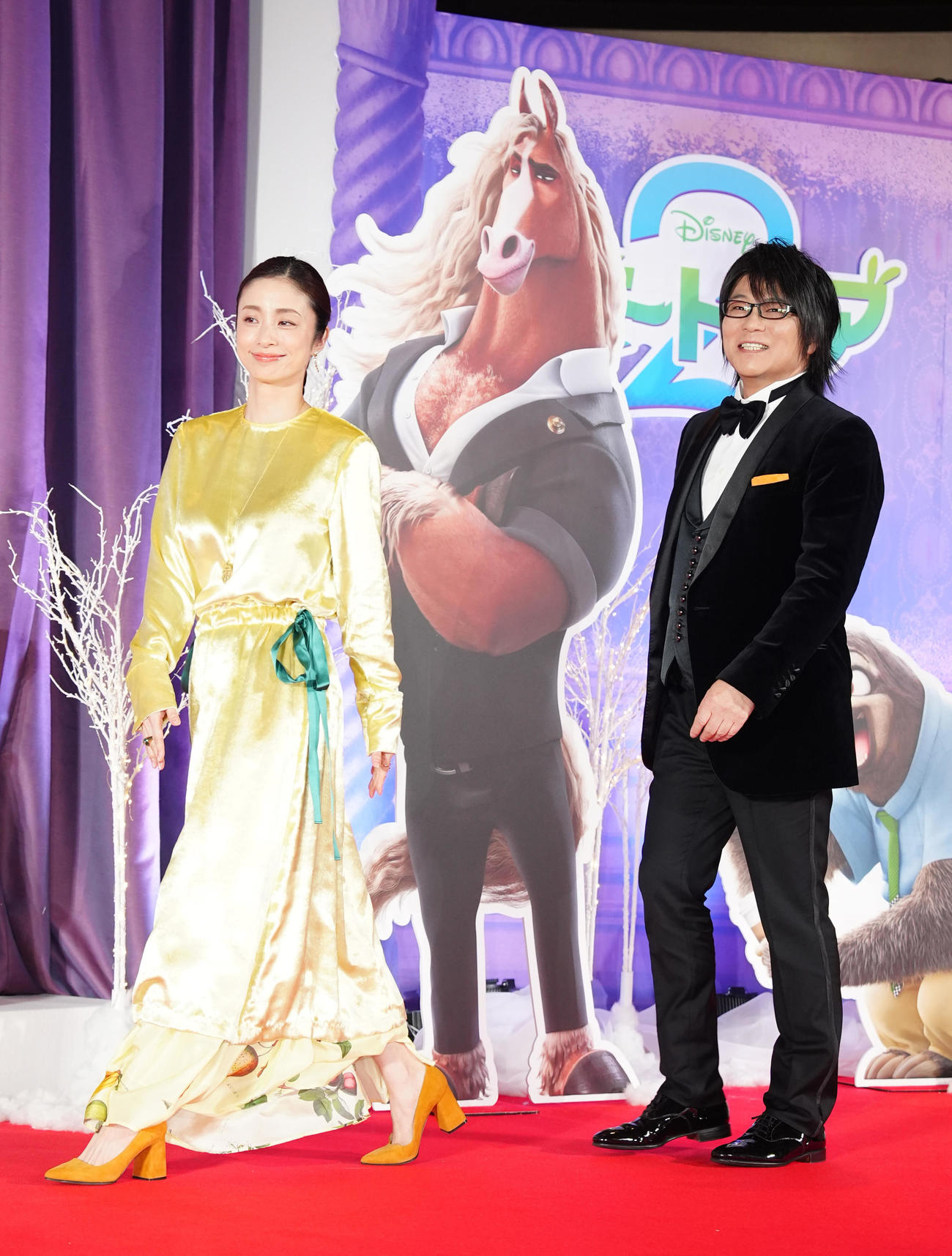 映画「ズートピア2」前夜祭イベントに臨む上戸彩（左）と森川智之（撮影・江口和貴）