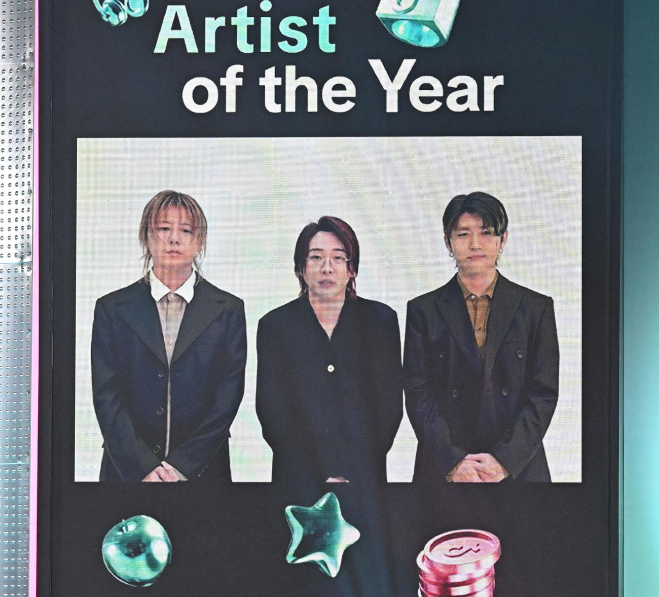 「TikTok Awards Japan」2025でビデオ動画でメッセージをよせたMrs. GREEN APPLE（撮影・千葉一成）