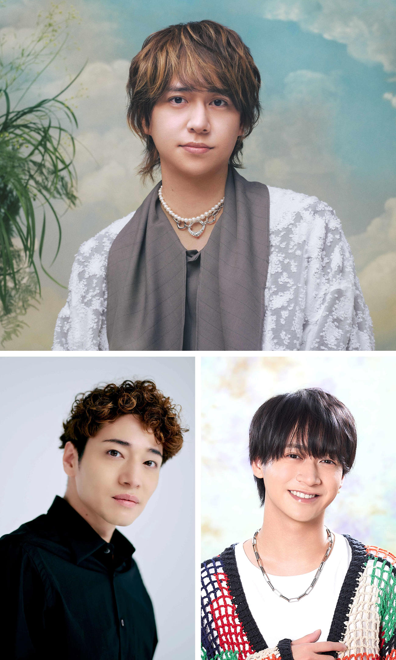 舞台「小さな神たちの祭り」に主演する八乙女光（上段）と（下段左から）共演する福田悠太、藤井直樹