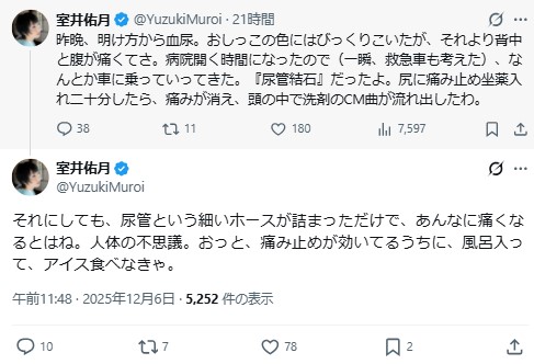 室井佑月氏のXから