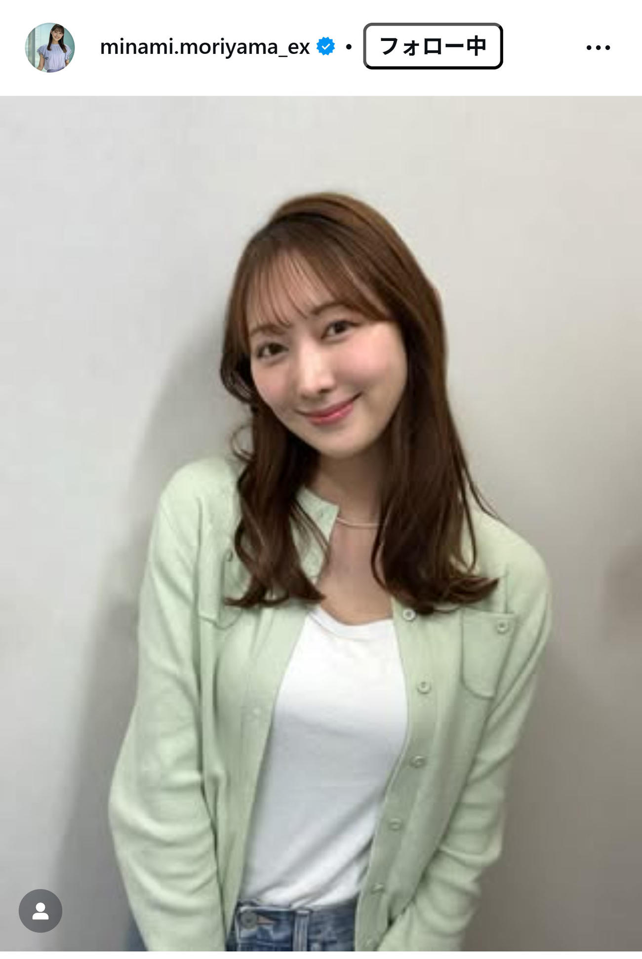 テレビ朝日の森山みなみアナのインスタグラムから