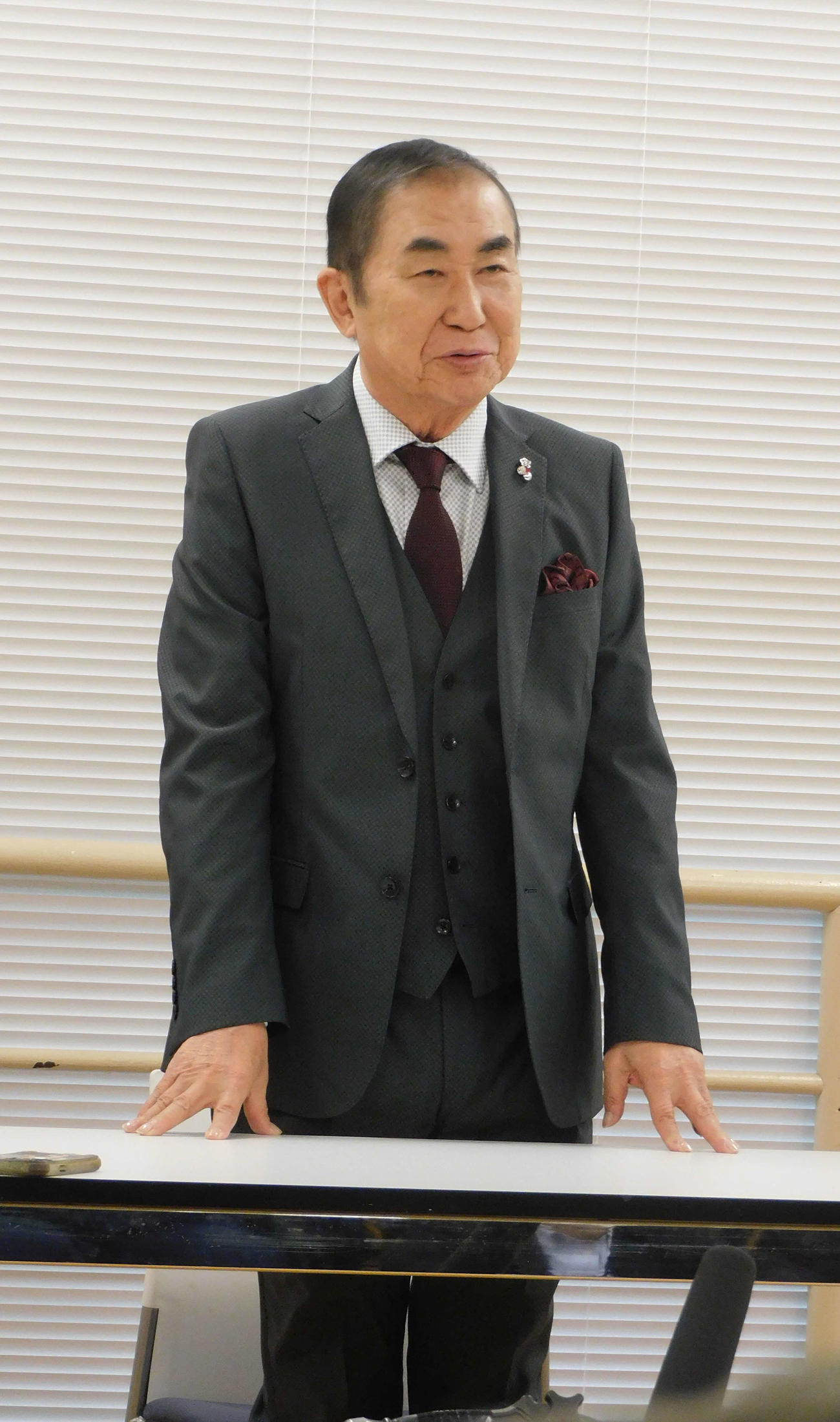 会見を行った桂文枝（撮影・寺本吏輝）
