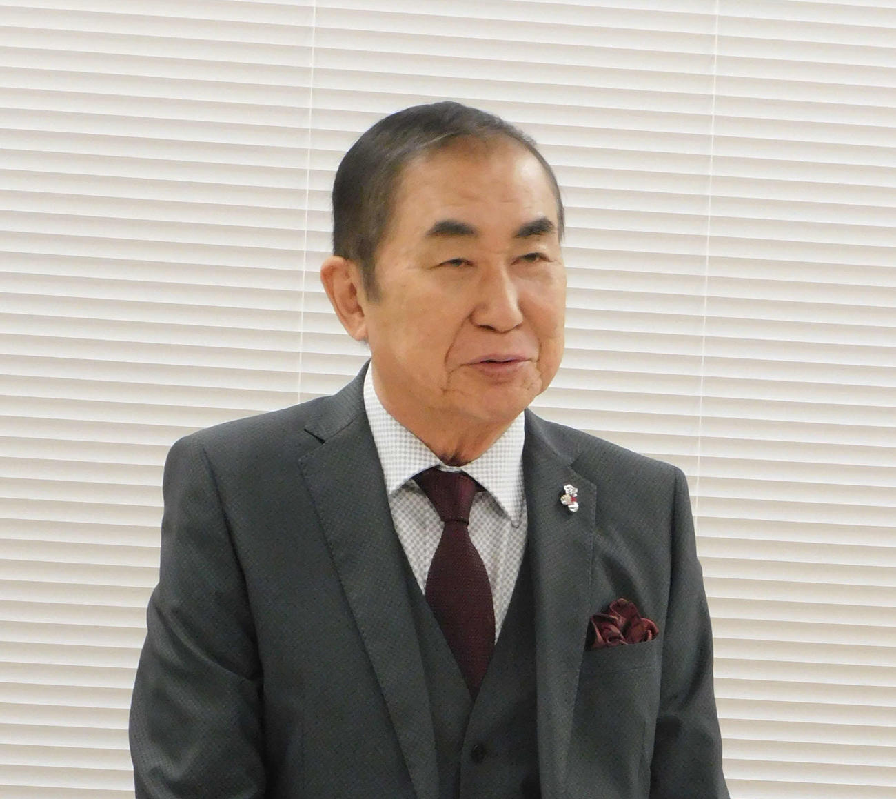 会見を行った桂文枝（撮影・寺本吏輝）