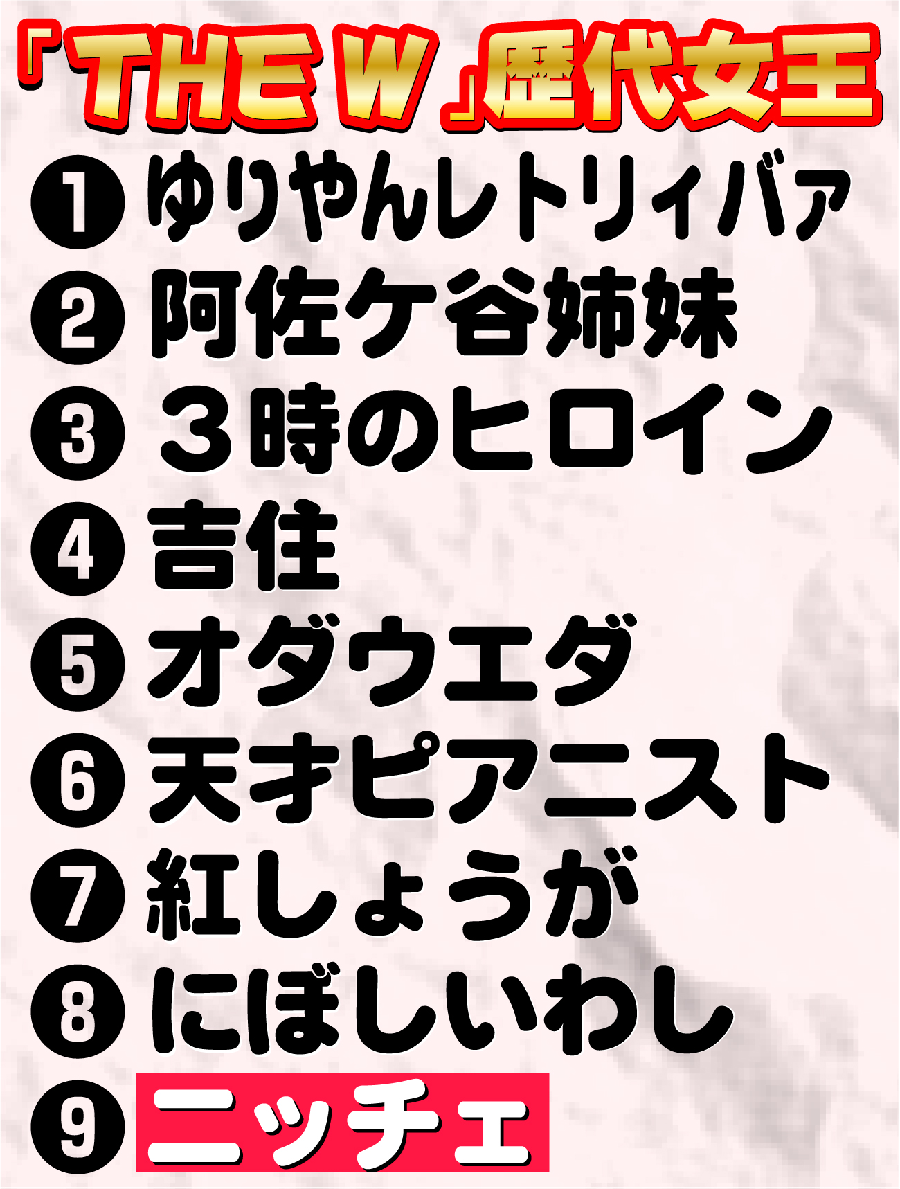 【イラスト】「THE-W」歴代女王