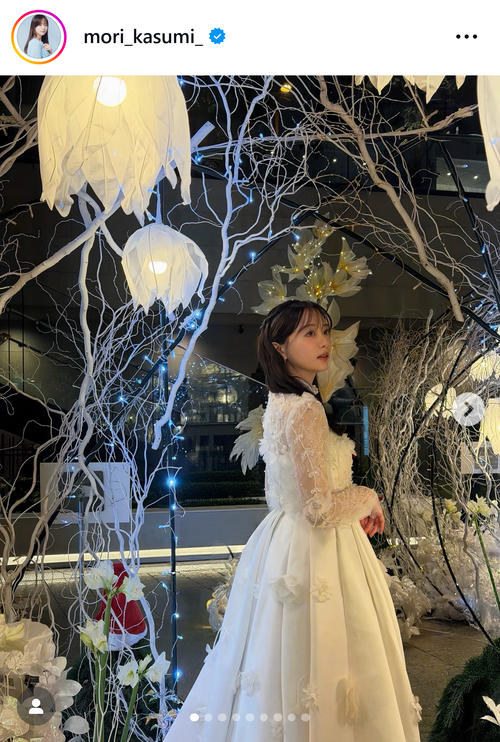 森香澄、透明感抜群 純白の透け感ドレスに「天使が居た…」「女神か