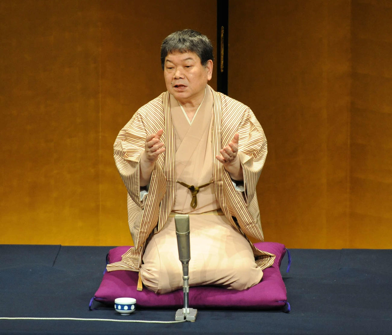 高座に立つ昔昔亭桃太郎さん（2009年4月撮影）