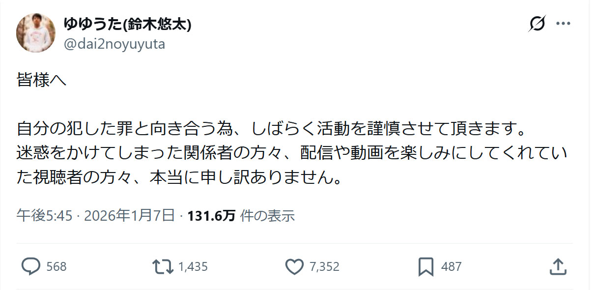 ゆゆうたのXから
