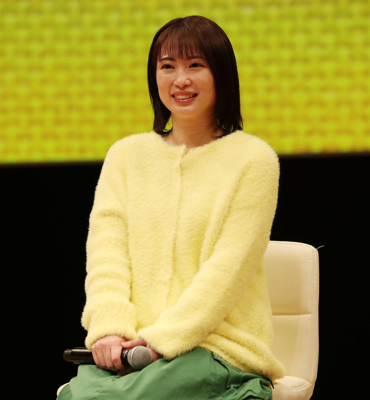 「未来のムスコ」キャスト登壇制作発表会見で笑顔を見せる志田未来（撮影・宮地輝）