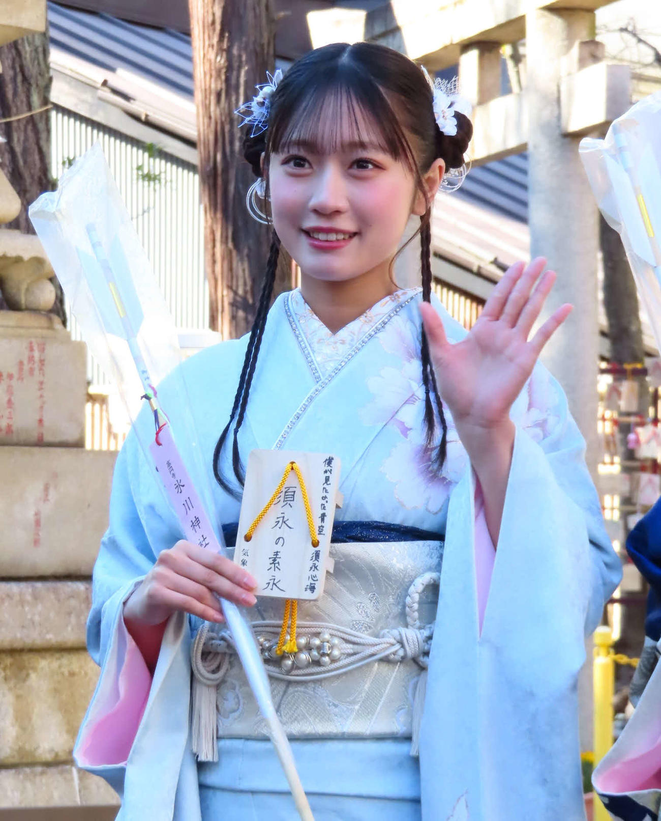 気象神社で成人式と晴天祈願を行った須永心海