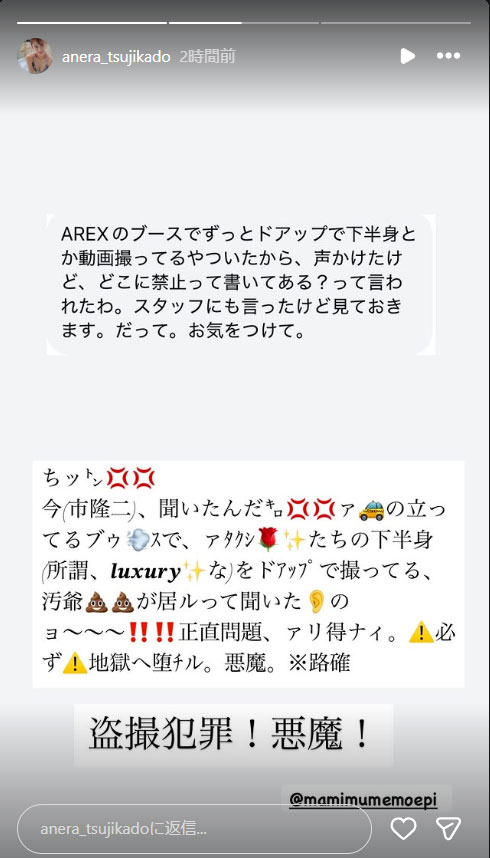 辻門アネラのインスタグラムから