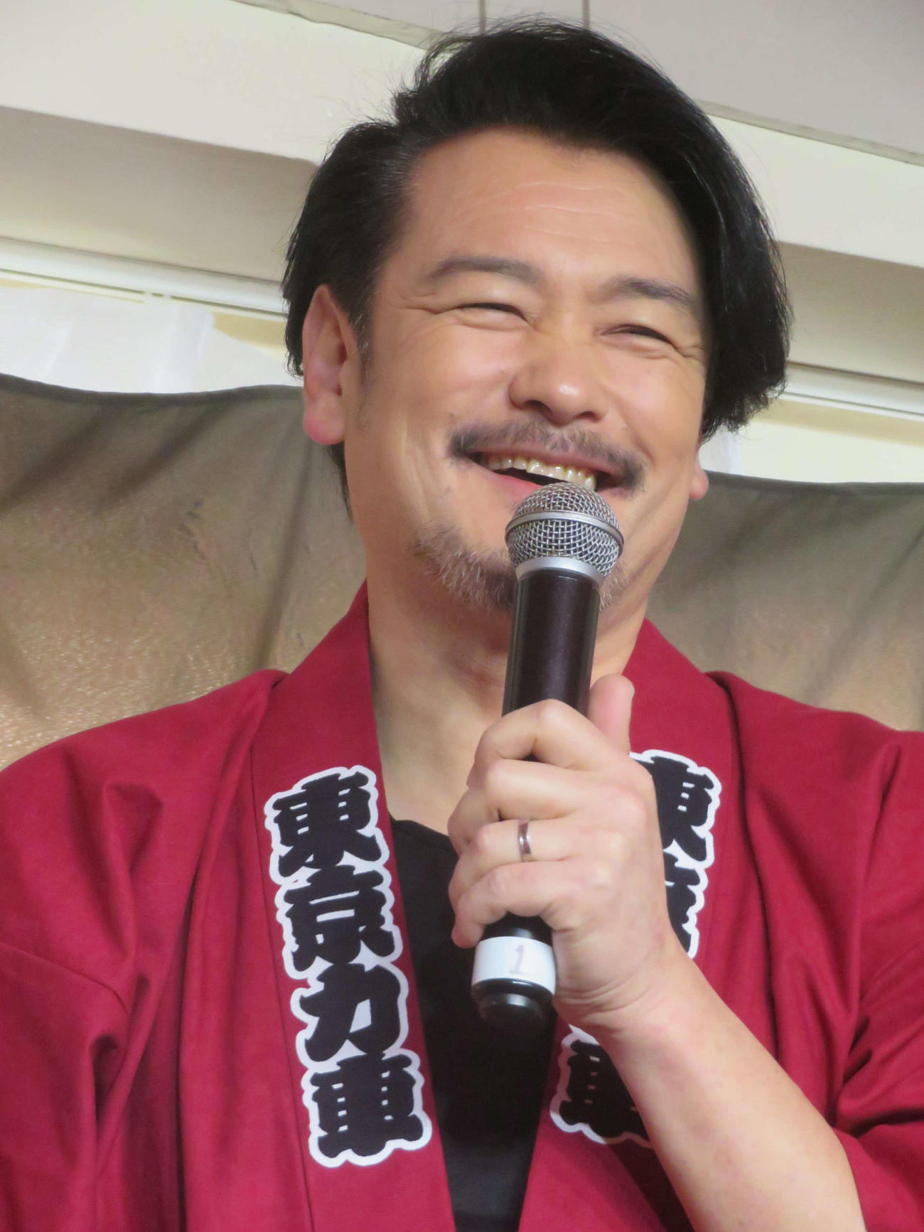 「東京力車に学ぶ！　小田井涼平“初”人力車体験」出発式に出席した小田井涼平（撮影・川田和博）