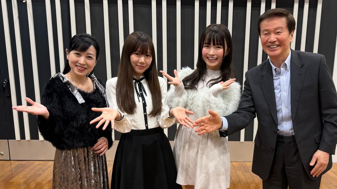 収録に参加した、左から西村知美、宮内桃子、百川晴香、森田健作