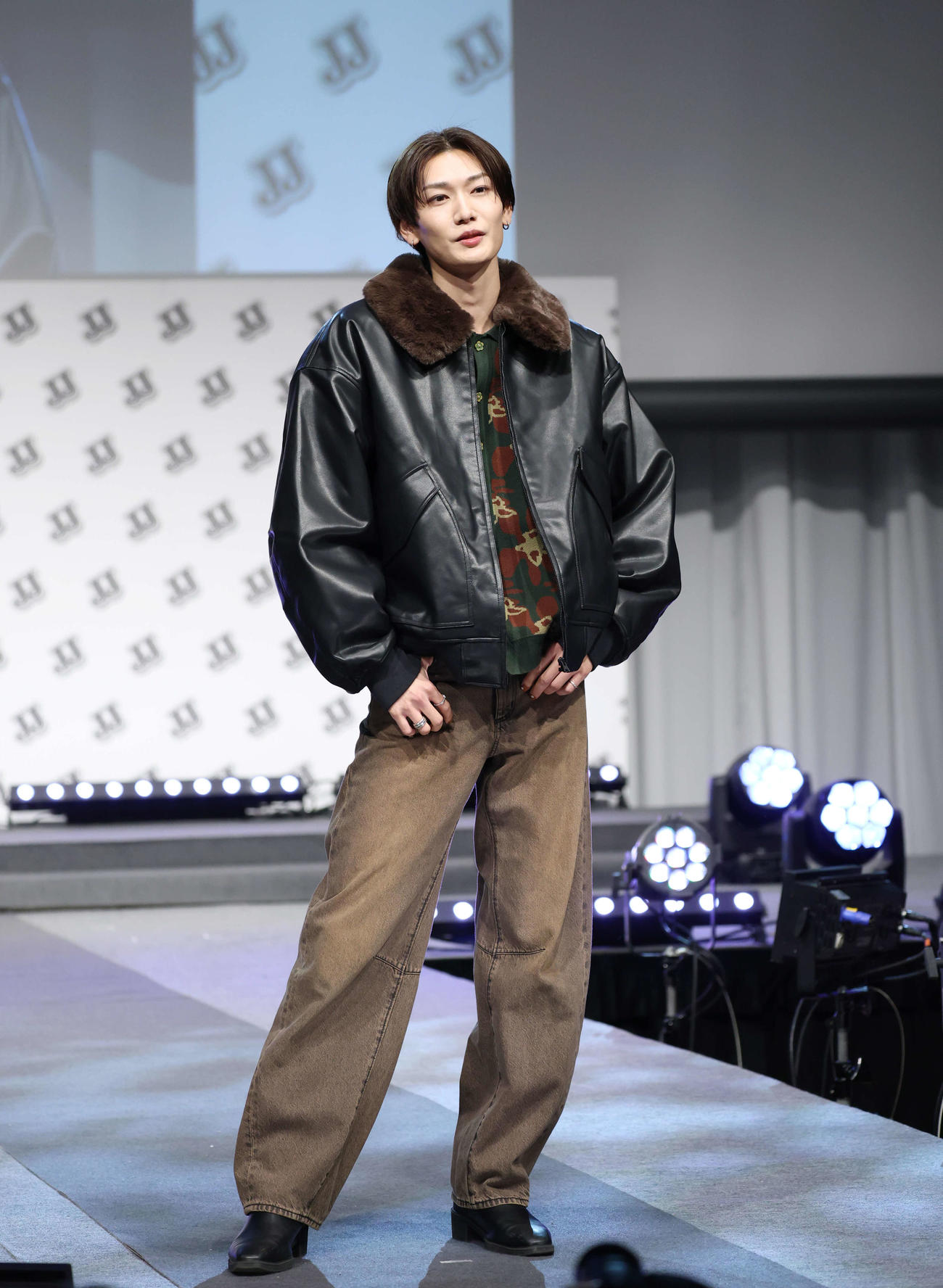 ファイナリストお披露目イベントでデート服で登場する中田凌多（撮影・増田悦実）