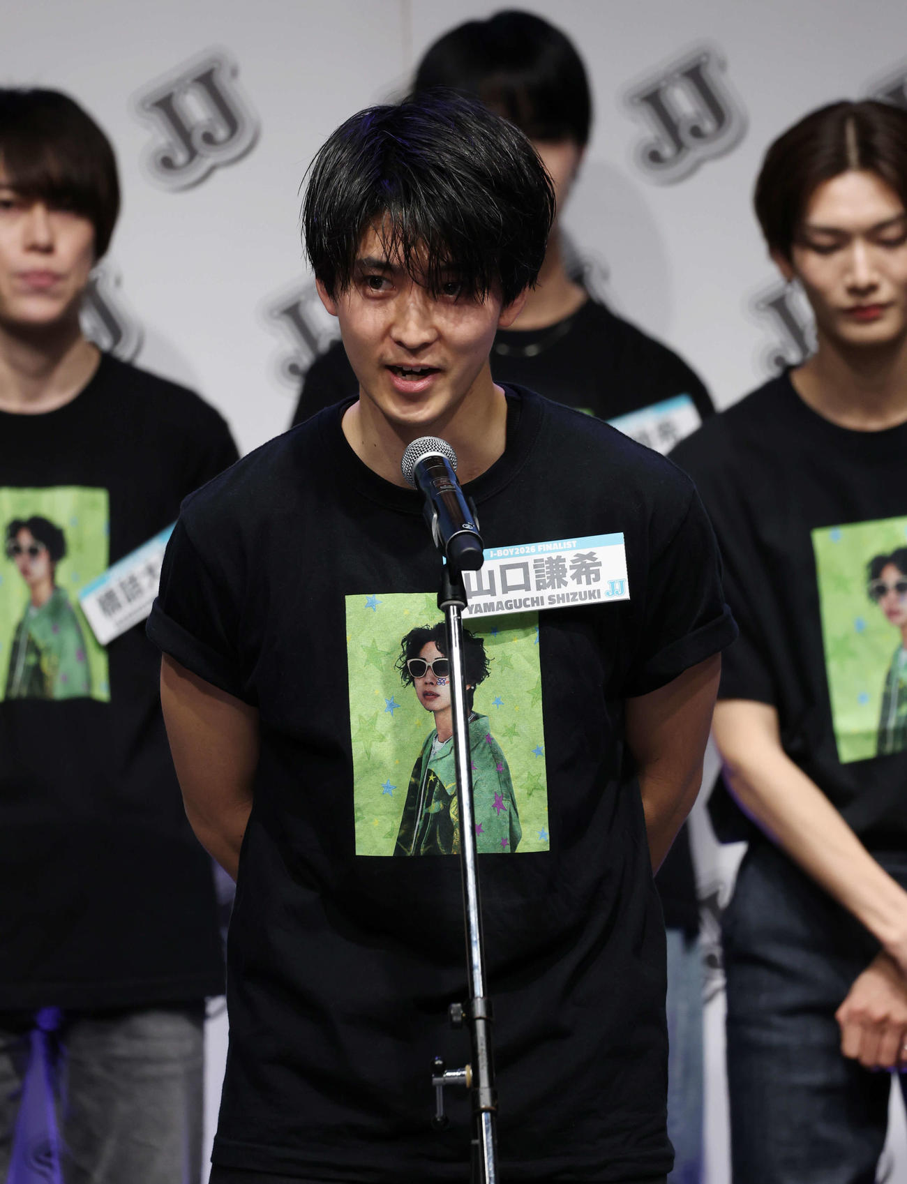 ファイナリストお披露目イベントでファンへ話をする山口謙希（撮影・増田悦実）
