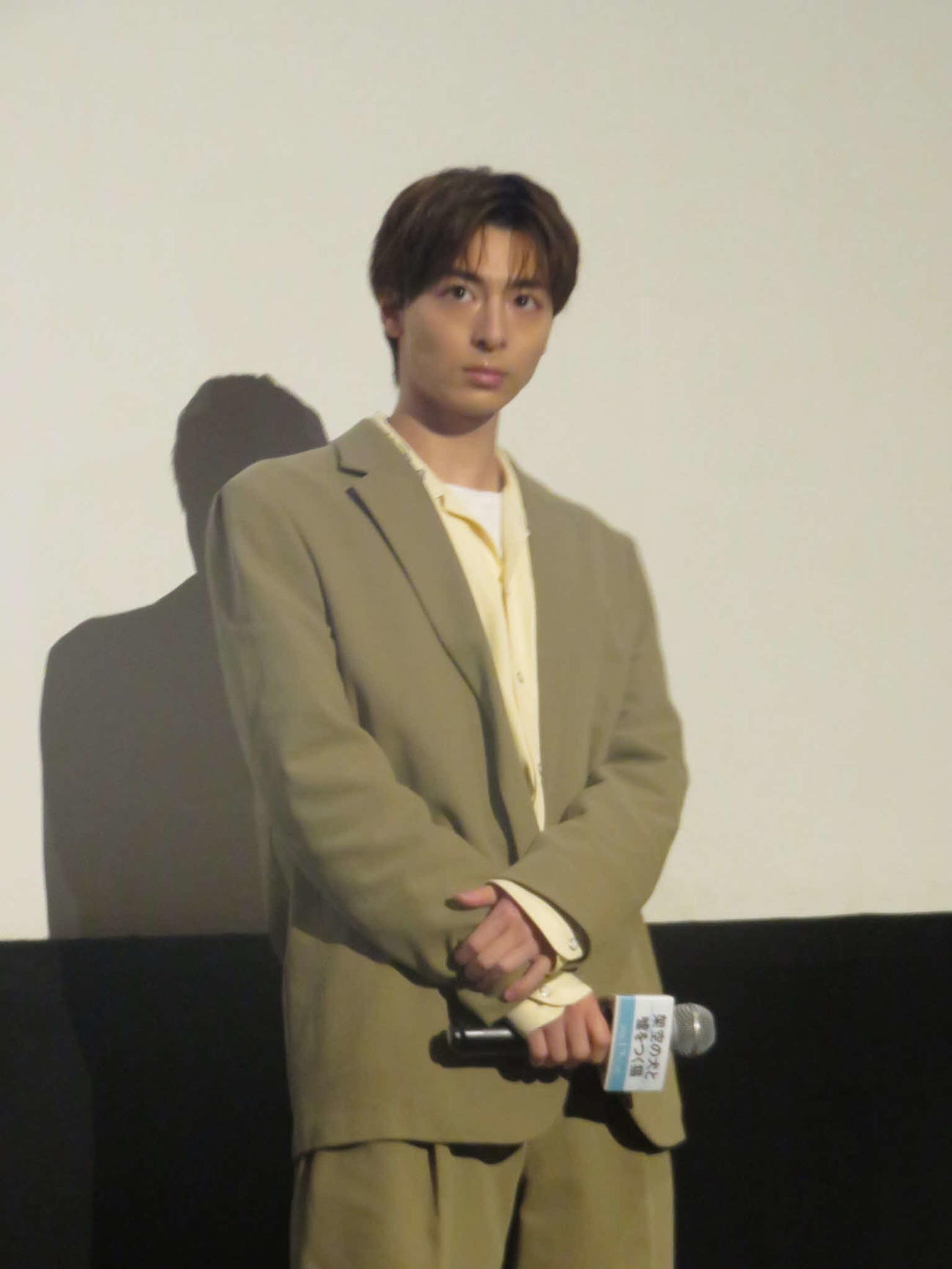 映画「架空の犬と嘘をつく猫」の舞台あいさつに出席した高杉真宙