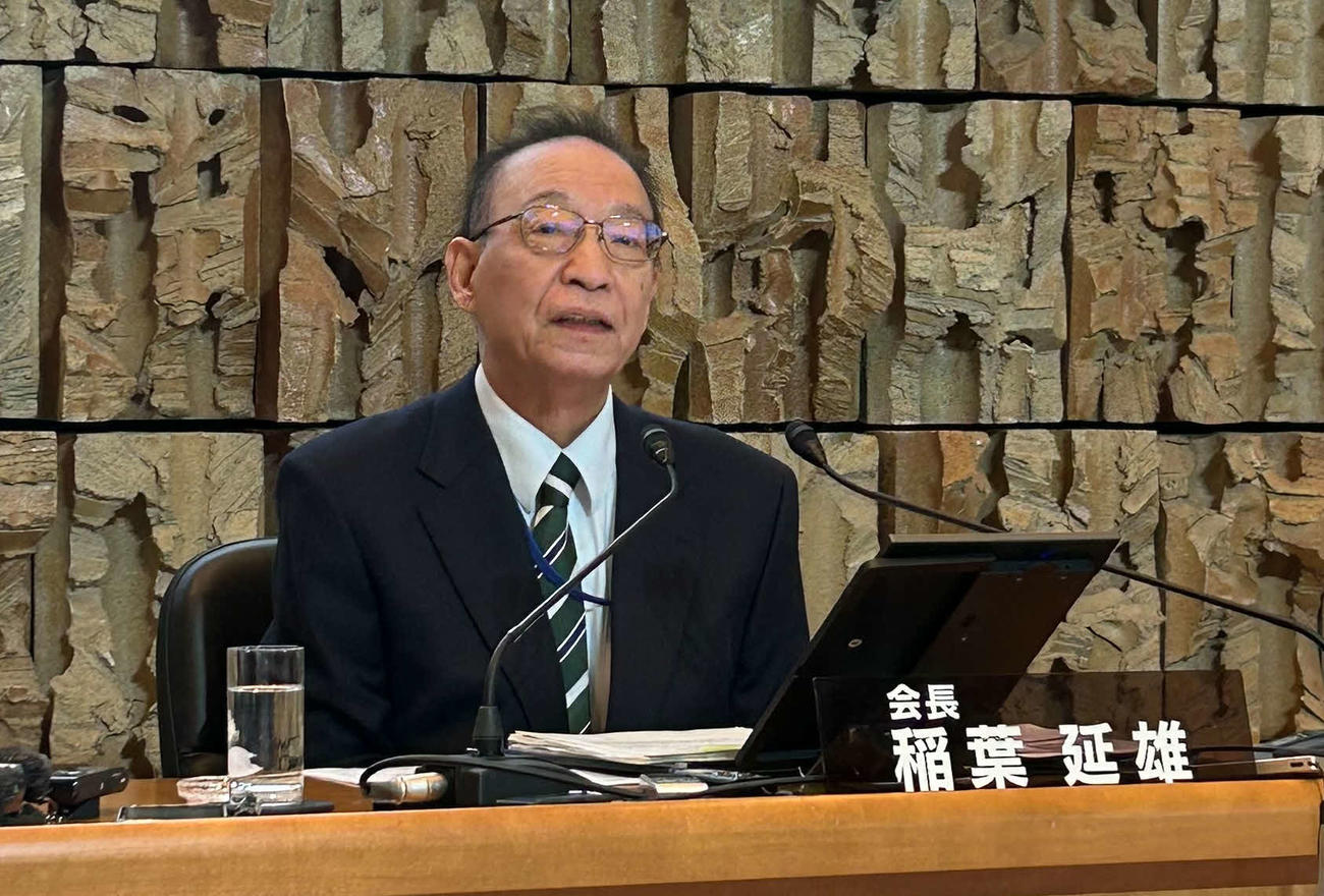 会見に出席したNHK稲葉延雄会長（撮影・松尾幸之介）