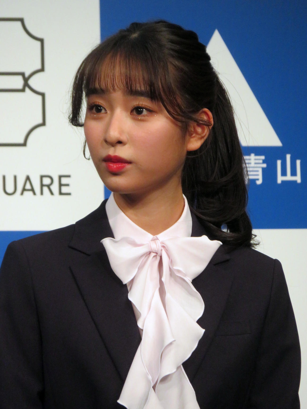 「洋服の青山／スーツスクエア」フレッシャーズ新CM発表会に出席した藤岡真衣（撮影・川田和博）