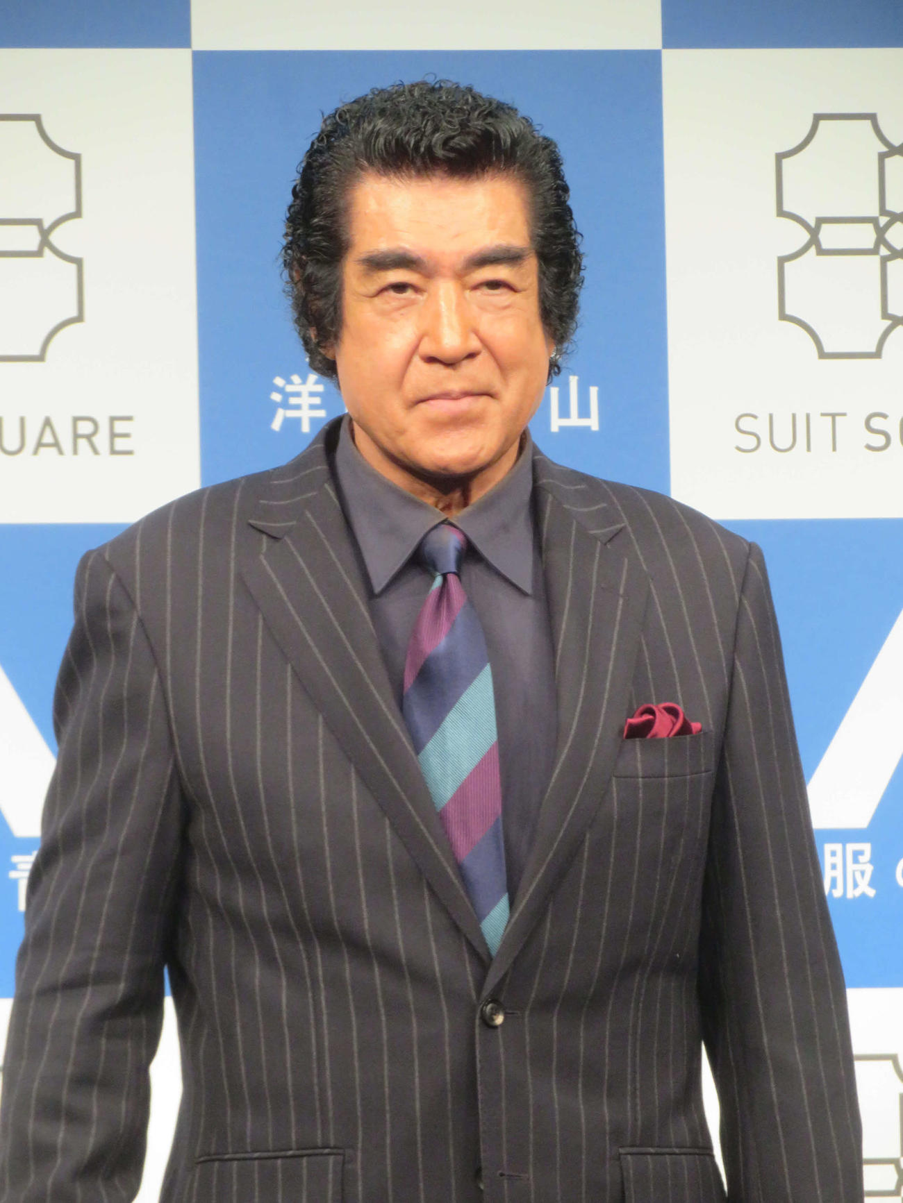 「洋服の青山／スーツスクエア」フレッシャーズ新CM発表会に出席した藤岡弘、（撮影・川田和博）