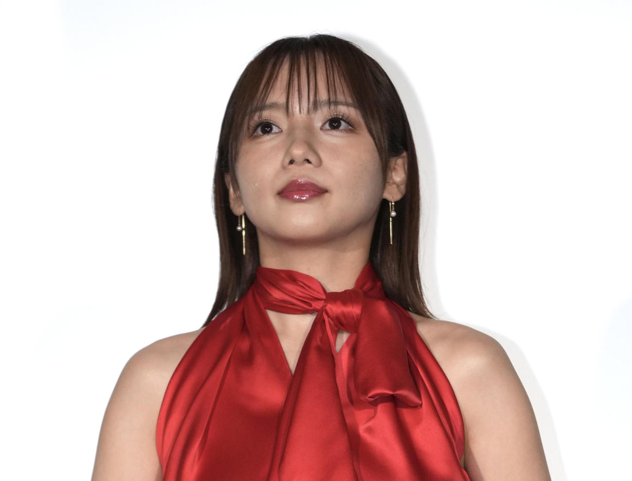 映画「恋愛裁判」初日舞台あいさつに登壇する齊藤京子（撮影・垰建太）