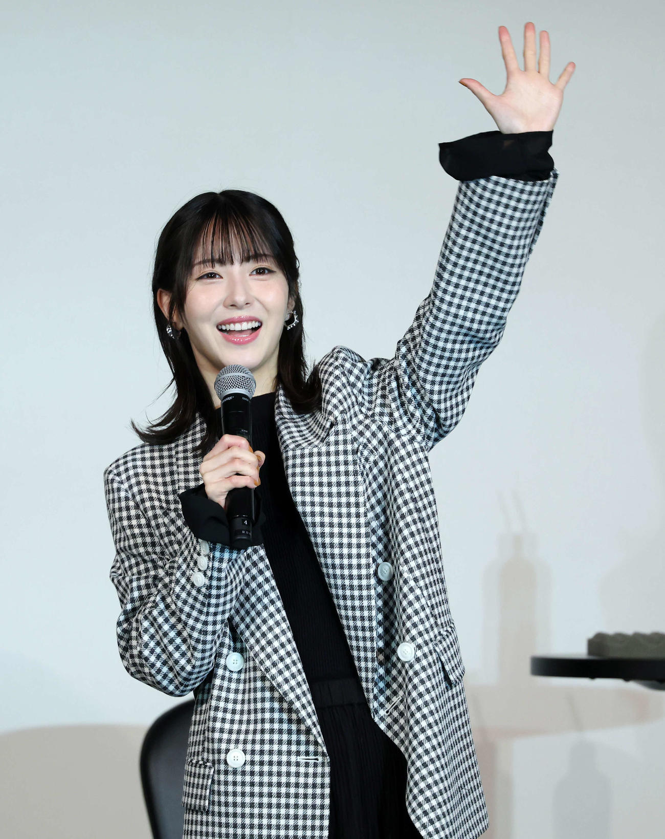 「プレミアム豊臣トーク」に臨む浜辺美波（撮影・鈴木正人）　