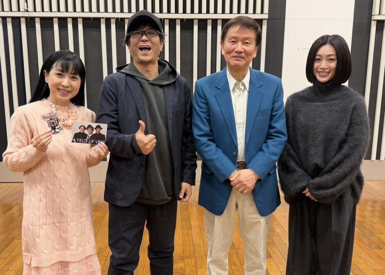 収録に参加した、左から西村知美、浅岡雄也、森田健作、酒井法子