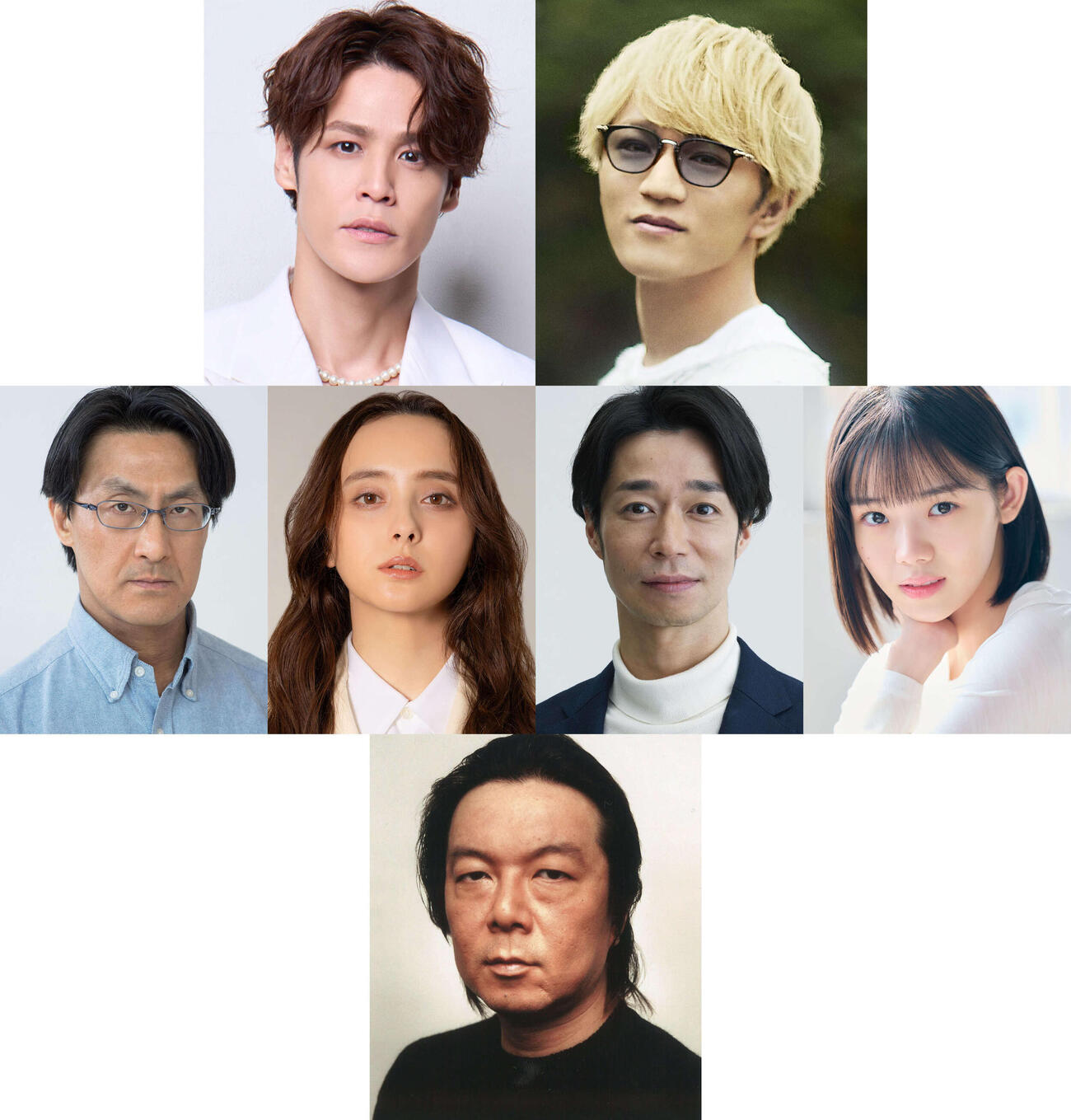 2026年劇団☆新感線46周年興行・夏公演　SHINKANSEN☆RSP　怪奇骨董音楽劇「アケチコ！～蒸気の黒ダイヤ、あるいは狂気の島～」に出演する、上段左から宮野真守、WEST．神山智洋、中段左から粟根まこと、石田ニコル、浜田信也、志田こはく、下段は古田新太