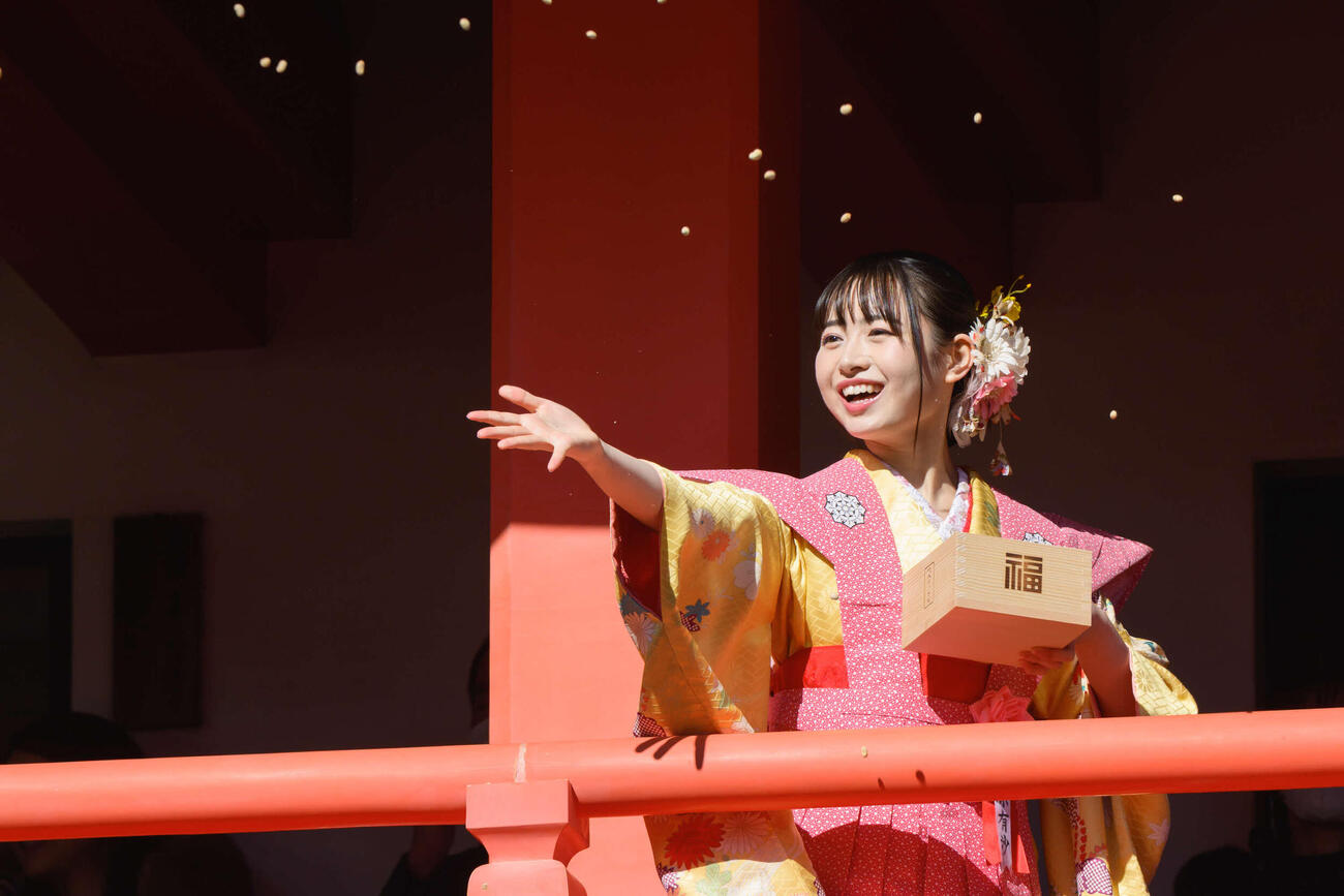 高幡不動尊金剛寺で毎年恒例の「節分会豆撒式」に参加した其原有沙