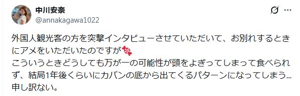 中川安奈のXから