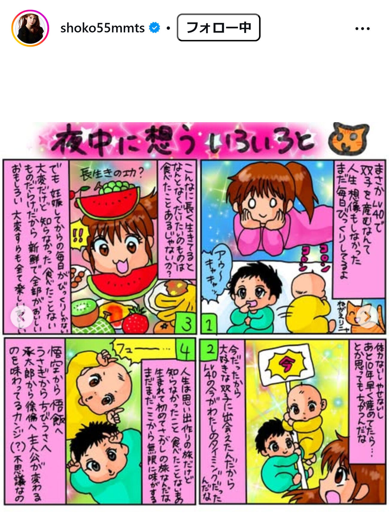 中川翔子のインスタグラムから