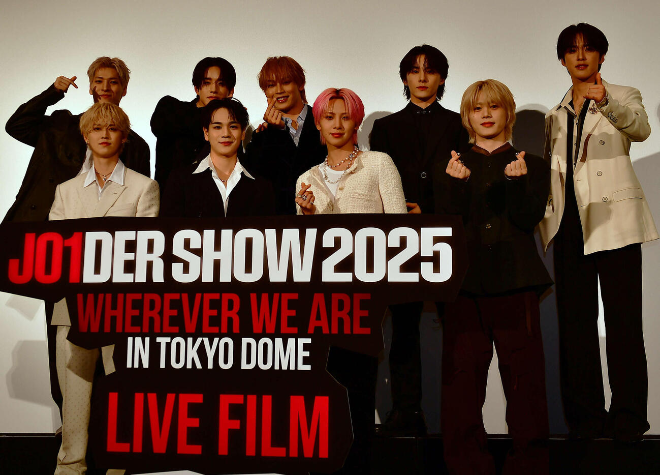 「JO1DER SHOW 2025　“WHEREVER WE ARE”IN TOKYO DOME－LIVE FILM」公開記念舞台あいさつに出席したJO1（撮影・松尾幸之介）