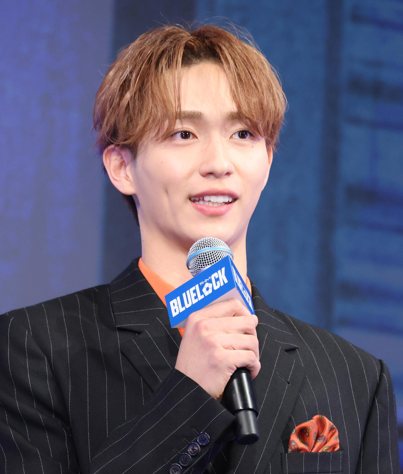 映画「ブルーロック」製作報告会を行う野村康太（撮影・中島郁夫）