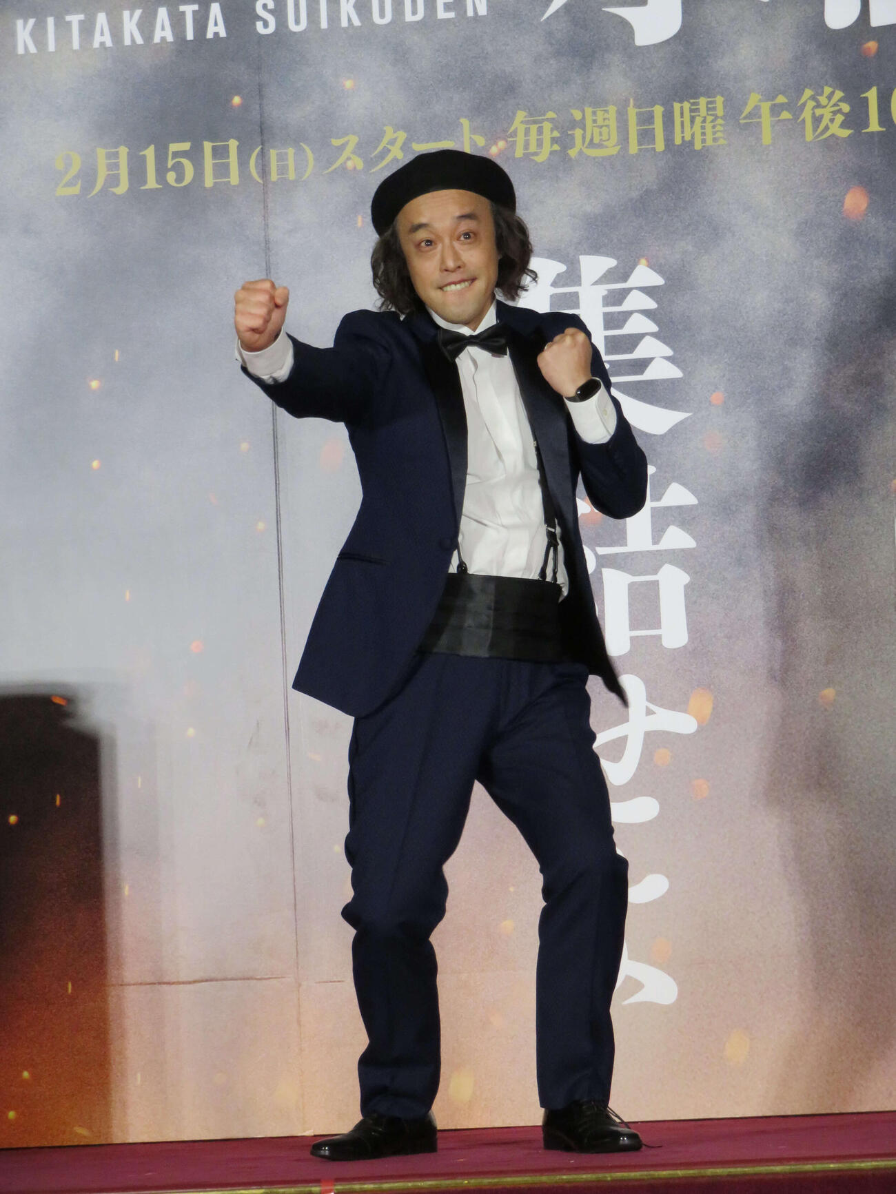 「北方謙三　水滸伝」ジャパンプレミアに登壇した、やついいちろう（撮影・村上幸将）