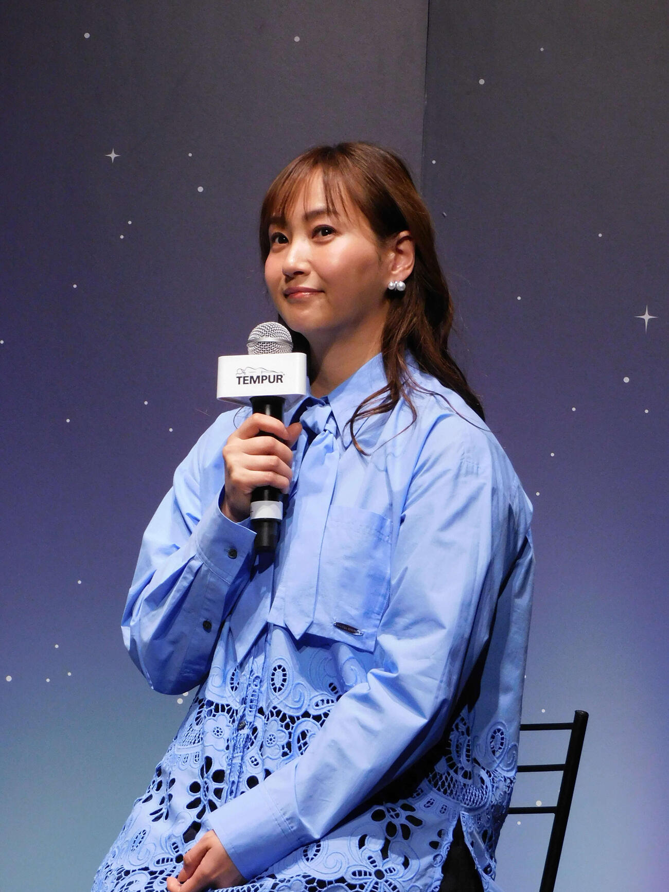 テンピュール新製品発表会に登壇した藤本美貴（撮影・寺本吏輝）