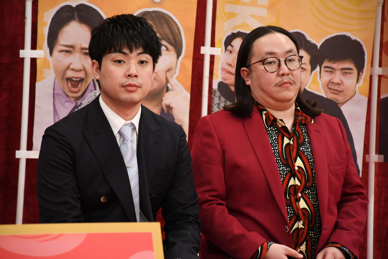 「第15回ytv漫才新人賞決定戦」に出場するマーメイド田村境祐（左）とテクニック。（撮影・阪口孝志）
