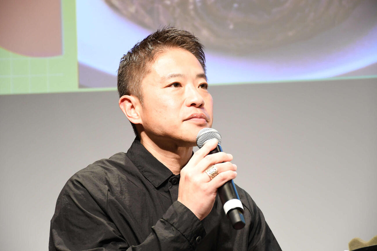 「りんごフェア『青い森の林檎』」に出席した栗原心平氏（撮影・阪口孝志）