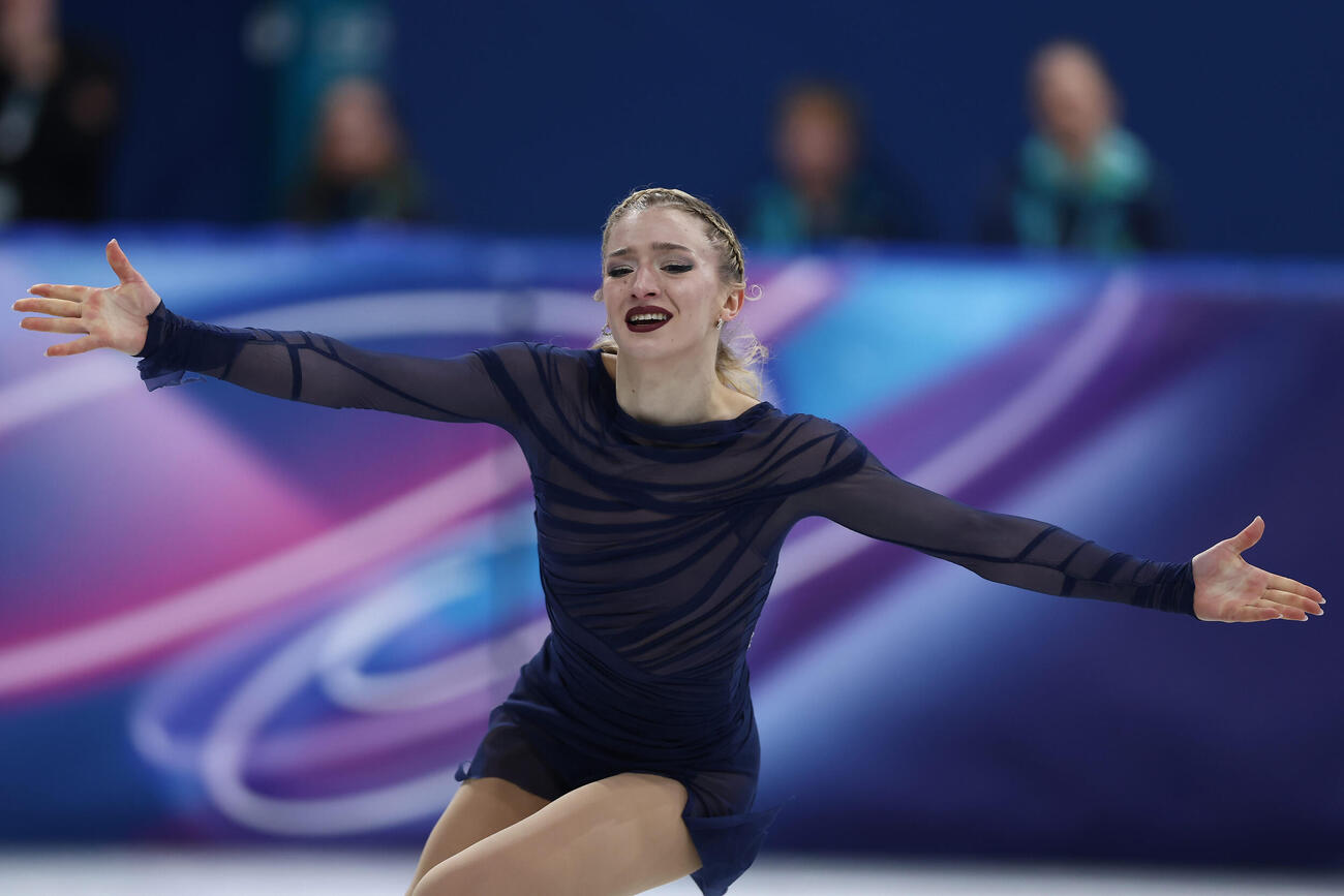 女子フリーで演技するアンバー・グレン（撮影・前田充）