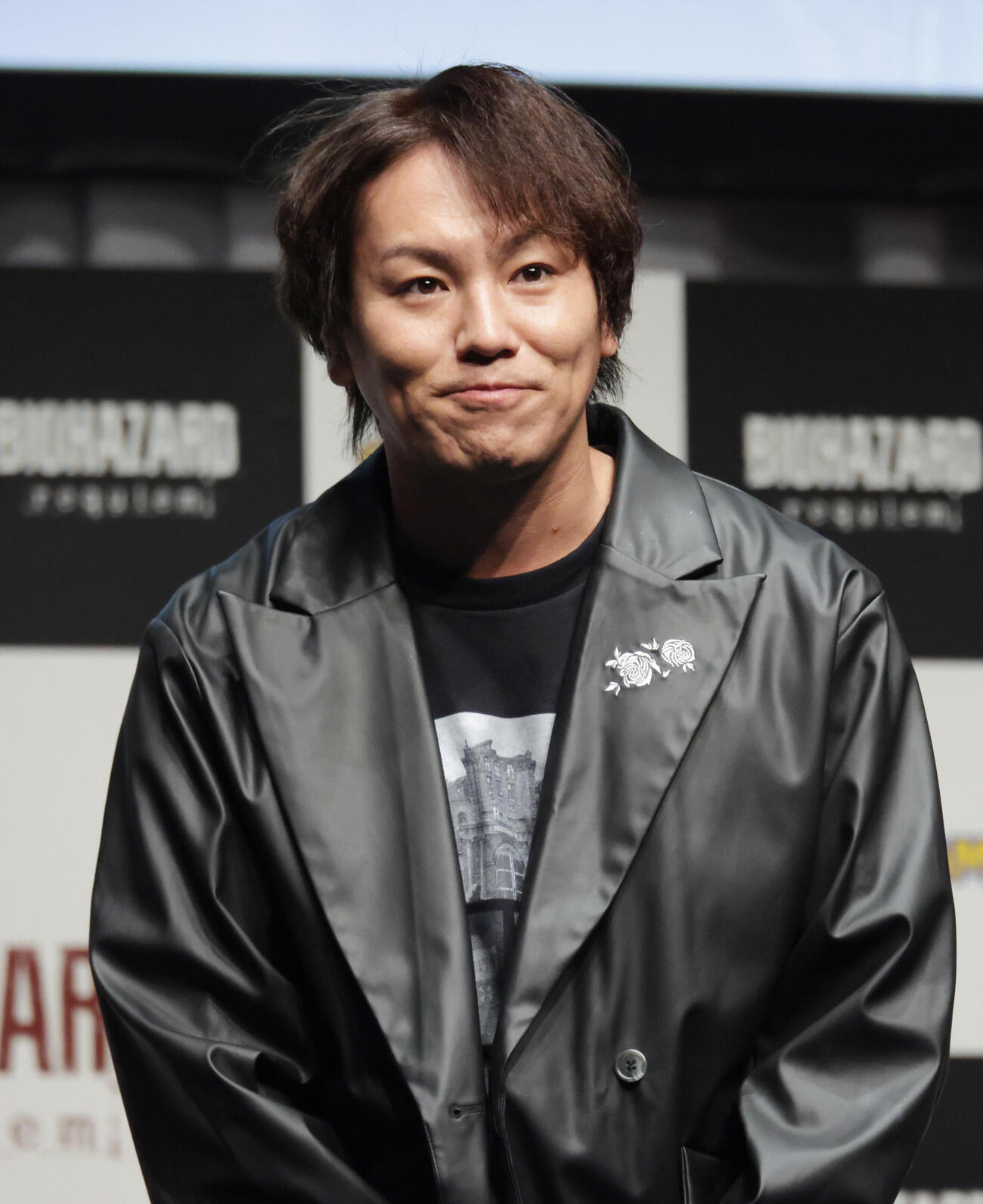 「バイオハザードレクイエム」完成披露発表会を行った狩野英孝（撮影・中島郁夫）