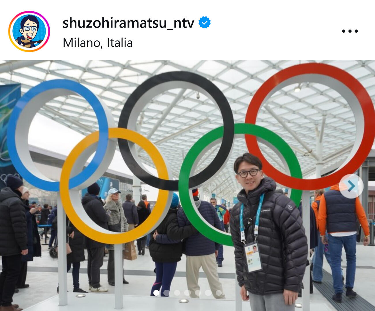 ミラノ・コルティナ五輪を取材する日テレ平松修造アナ（日テレ平松修造アナのインスタグラムから）