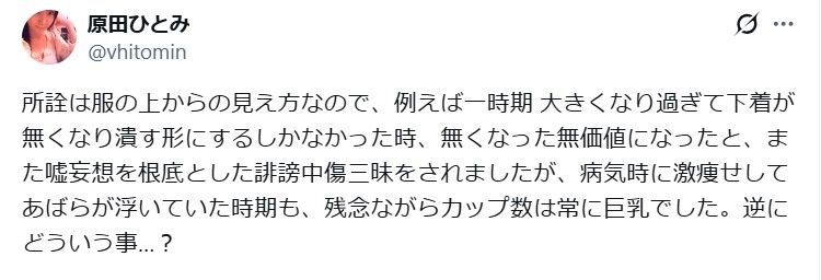 原田ひとみのXから