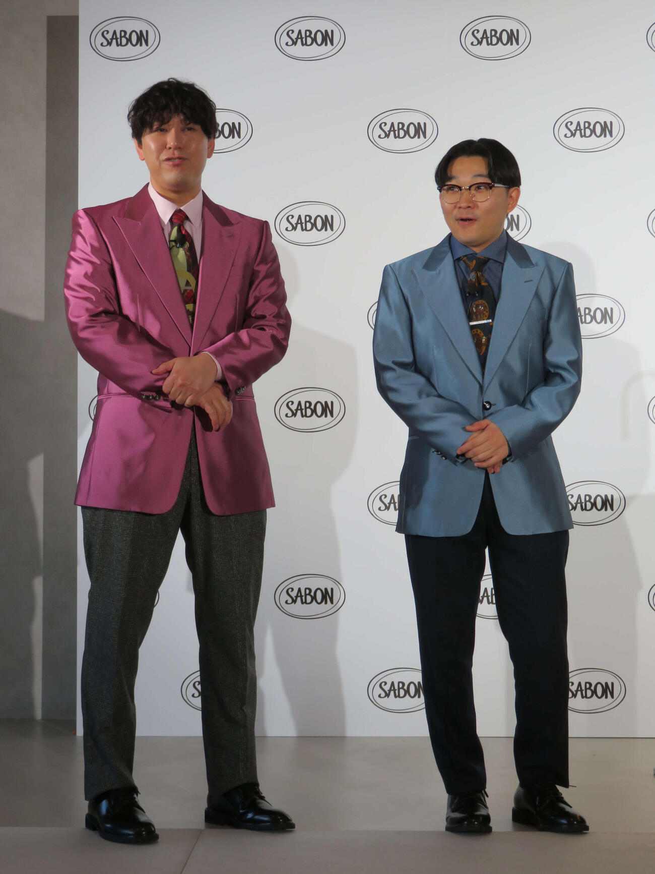 SABON White Tea Celebration記者発表会に出席したオズワルド畠中悠と伊藤俊介（撮影・村上幸将）
