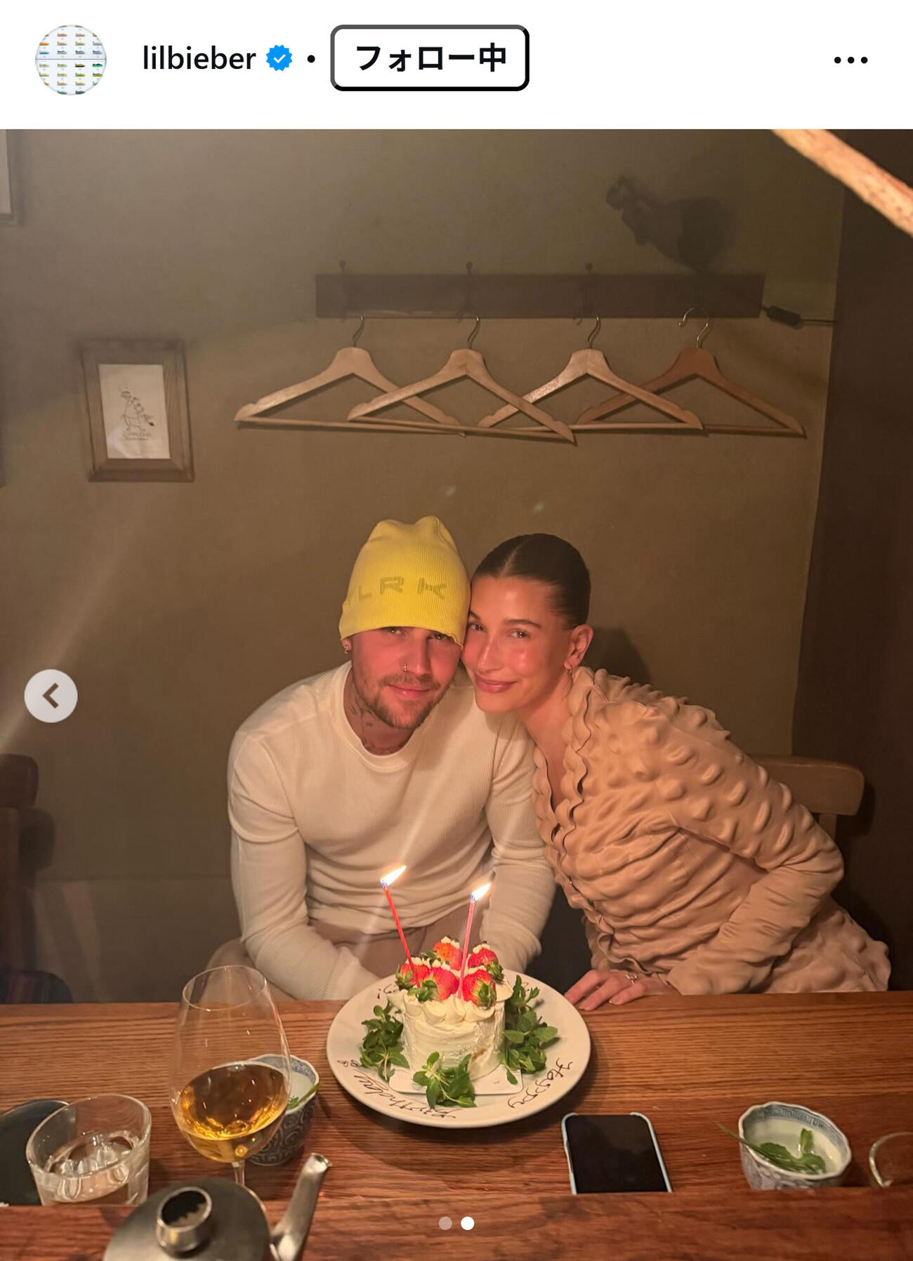 ジャスティン・ビーバーのインスタグラムから