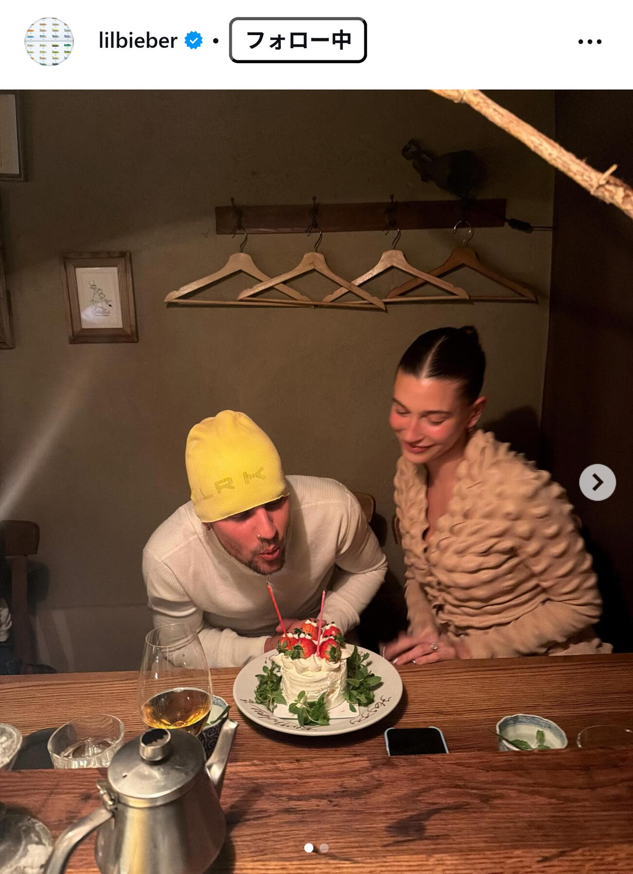 ジャスティン・ビーバーのインスタグラムから